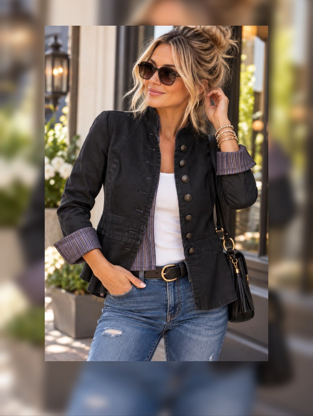 Free People "Ruffles Romance" Military-Style Jacket 10